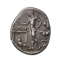 Forntida grekiskt silvermynt från Selinus, 450 f.Kr. (silver)